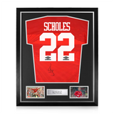 Paul Scholes Signed Framed Manchester United 1994/96 Home Shirt