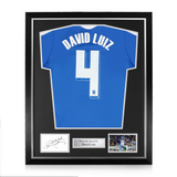 David Luiz Signed Framed Display w/ Chelsea Home Shirt