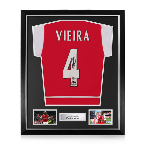Patrick Vieira Signed Framed Arsenal Home Shirt w/ BAS Beckett Authentication