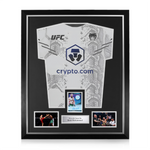 Belal Muhammad Signed Framed Display w/ UFC White and Blue Shirt