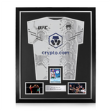 Belal Muhammad Signed Framed Display w/ UFC White and Blue Shirt