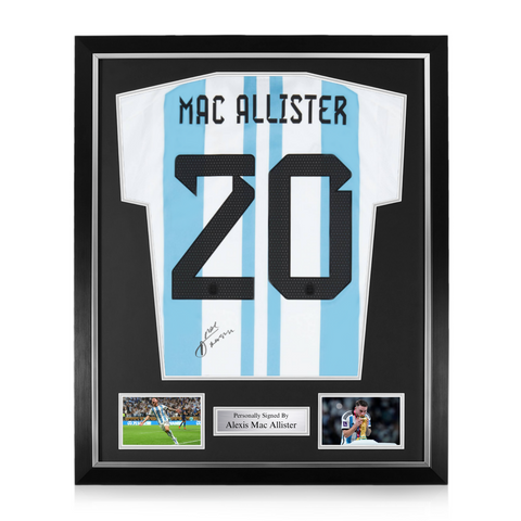 Alexis Mac Allister Signed Framed Argentina World Cup 2022 Home Shirt