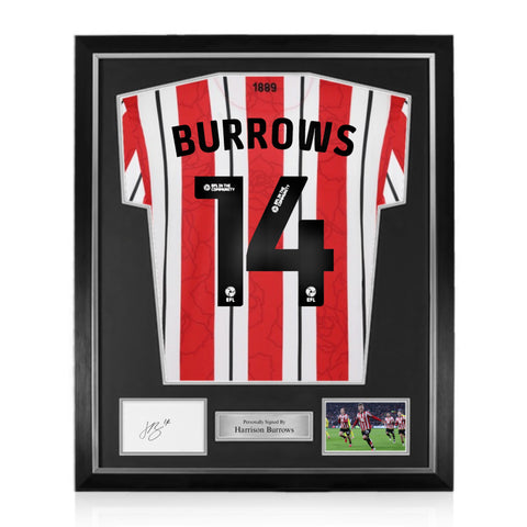 Harrison Burrows Signed Framed Display w/ Sheffield United 2024/25 Home Shirt