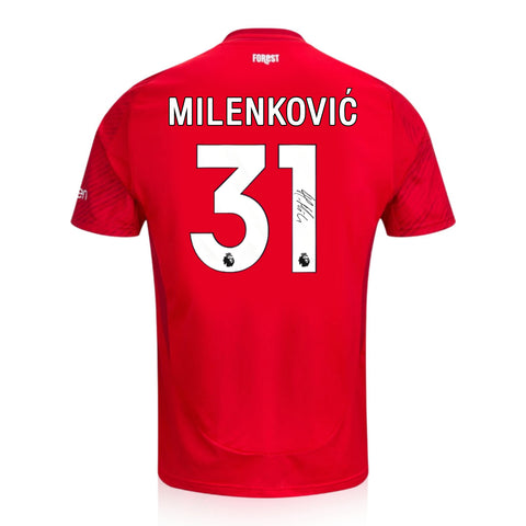 Nikola Milenković Signed Nottingham Forest 2024/25 Home Shirt