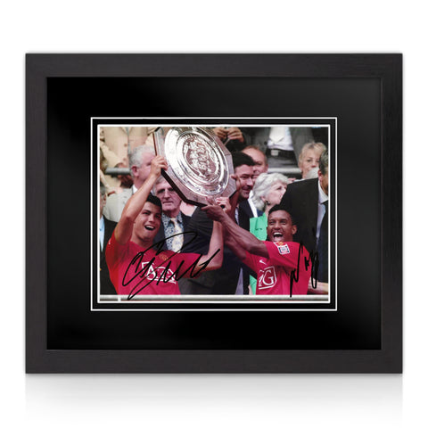 Cristiano Ronaldo and Luis Nani Signed Framed 10x8 Photo