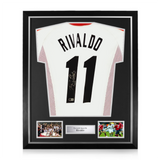 Rivaldo Signed Framed AC Milan Away Shirt w/ BAS Beckett Authentication