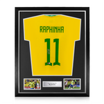 Raphinha Signed Framed Brazil Home Shirt w/ BAS Beckett Authentication