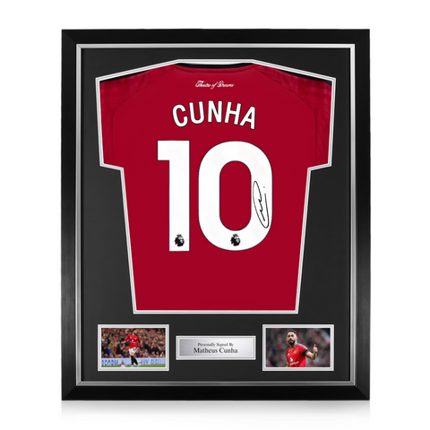 Matheus Cunha Signed Framed Manchester United 2025/26 Home Shirt