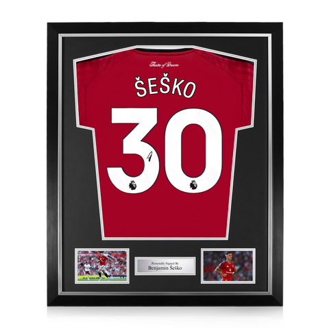 Benjamin Šeško Signed Framed Manchester United 2025/26 Home Shirt