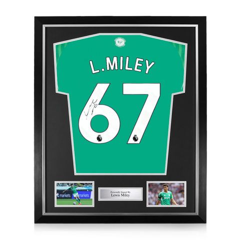 Lewis Miley Signed Framed Newcastle United 2025/26 Away Shirt
