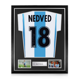 Pavel Nedved Signed Framed Lazio Home Shirt w/ BAS Beckett Authentication