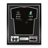 Lewis Hamilton and Valtteri Bottas Signed Framed Petronas F1 Black Shirt