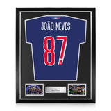 Joao Neves Signed Framed PSG Home Shirt w/ BAS Beckett Authentication