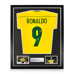 Ronaldo Nazario Signed Framed Brazil Home Shirt w/ BAS Beckett Authentication
